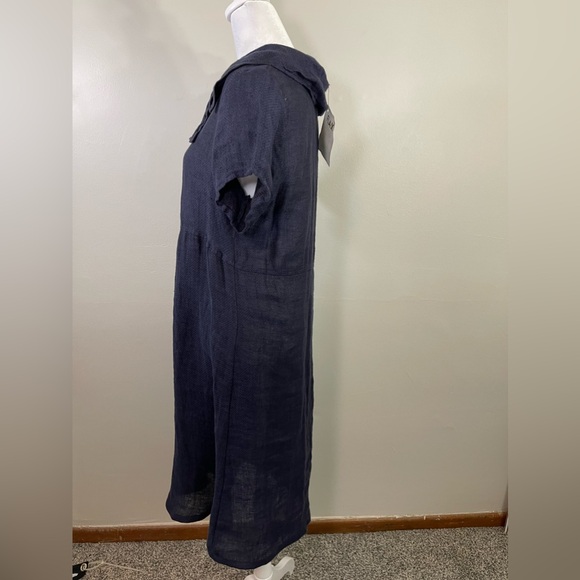 NWT Flax Navy Cowl Neck Linen Maxi Dress Size P/S - Picture 5 of 12